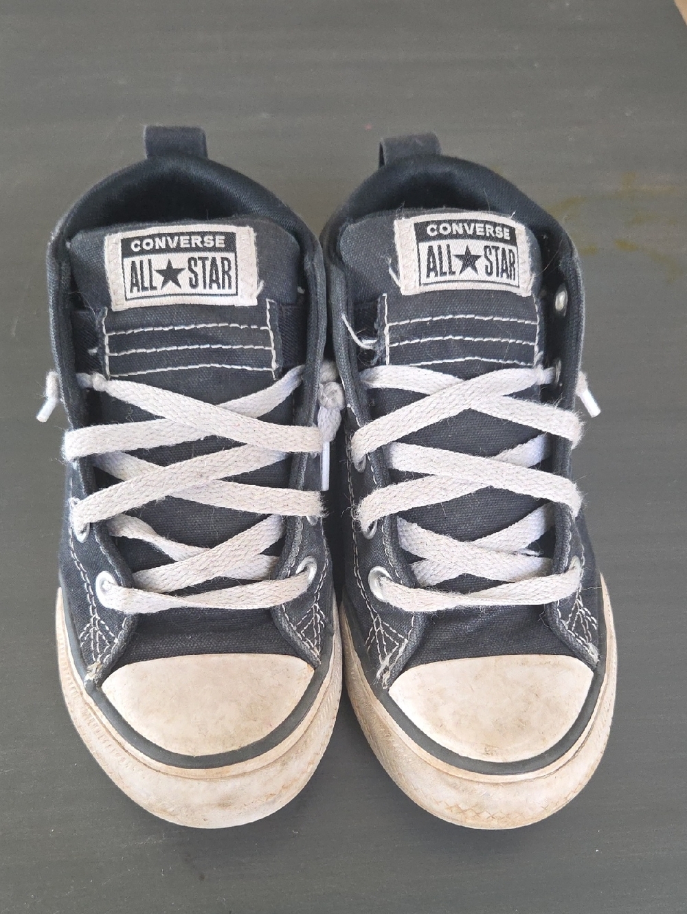 Converse Kids Black Canvas Low-Top Sneakers with White Laces
